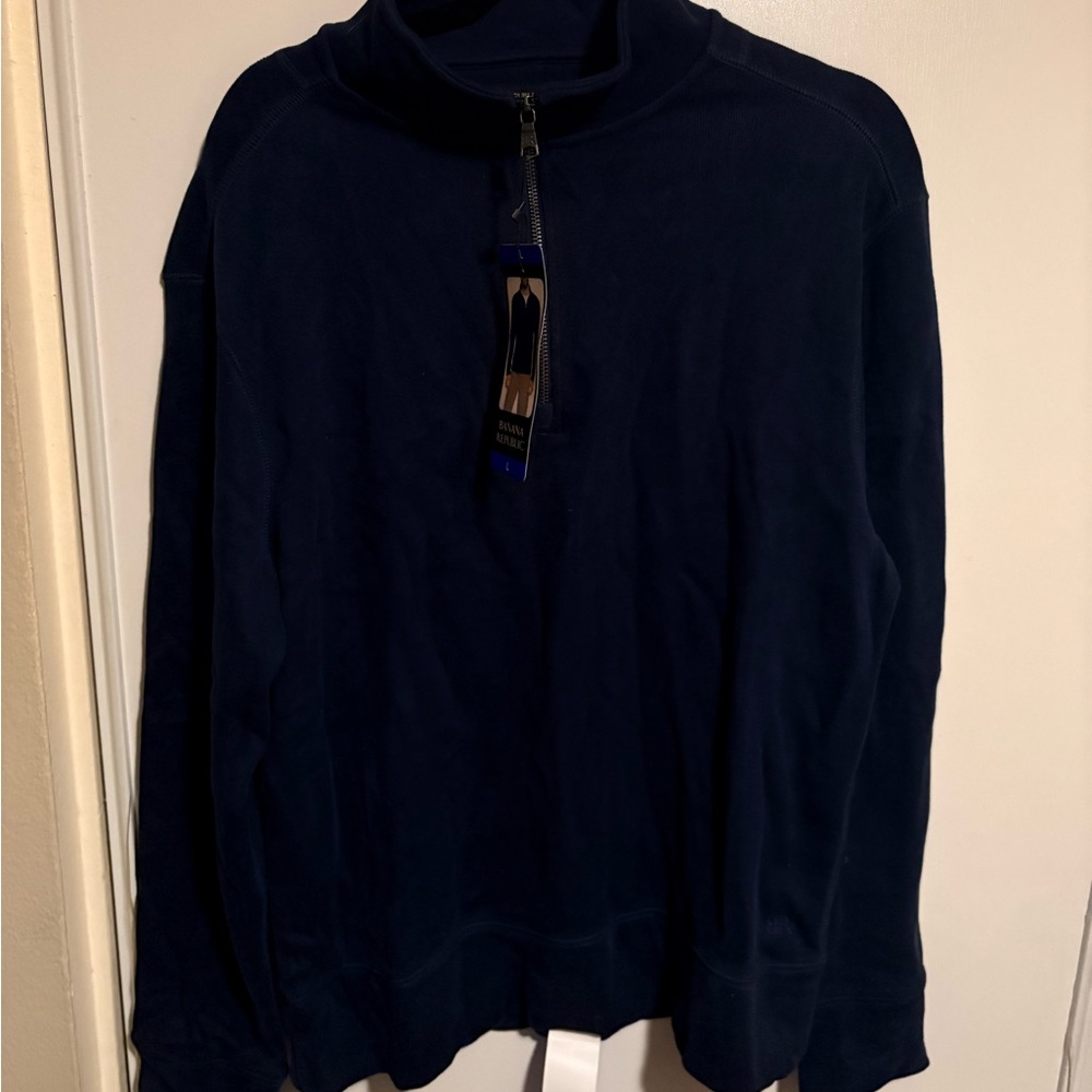 Banana Republic Men's Dark Blue Zip-Up Sweater